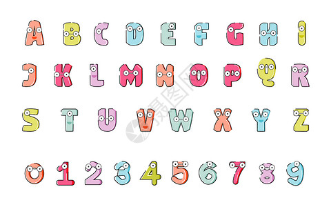 一触即发字体设计矢量卡通数字字母插画
