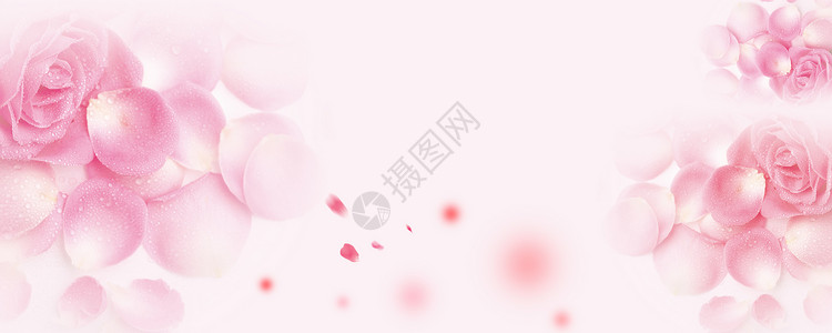 玫瑰花瓣素材粉色小清新背景设计图片