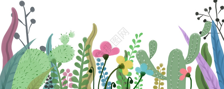 小清新花草装饰植物花卉边框插画