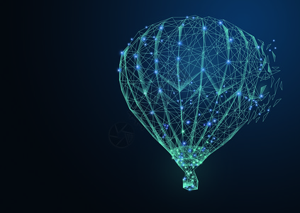 科技气球创意线条热气球背景设计图片