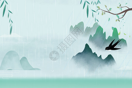 落花雨春色背景设计图片