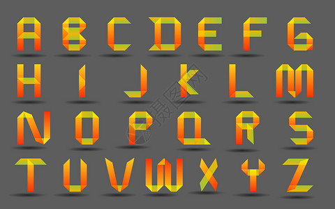 立体字母插图矢量折纸风格字母插画