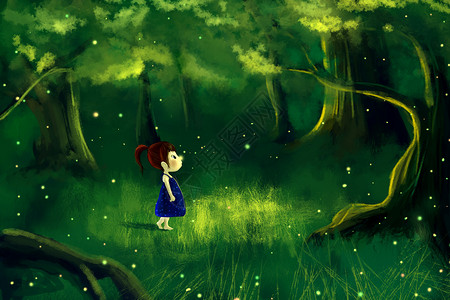 树林中的女孩背景图片