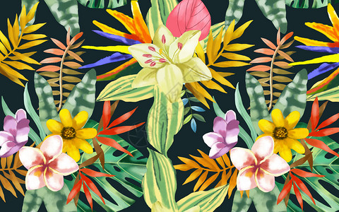 原创植物元素花卉植物背景插画