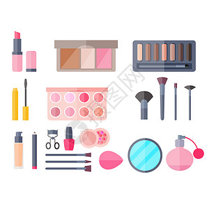 化妆粉色化妆品图标插画