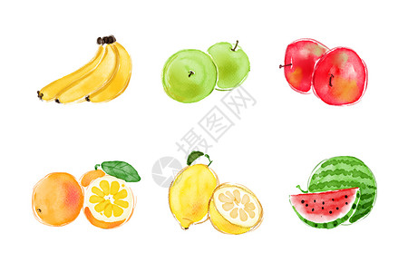 水果桔子水果素材手绘水彩插画