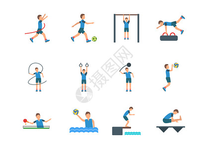 健身房跳绳体育运动图标插画