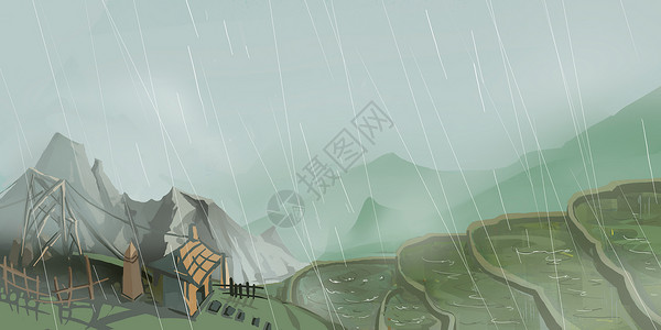 山中谷雨背景图片