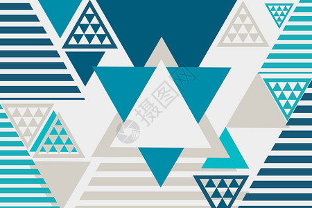 蓝色三角简元素三角插画
