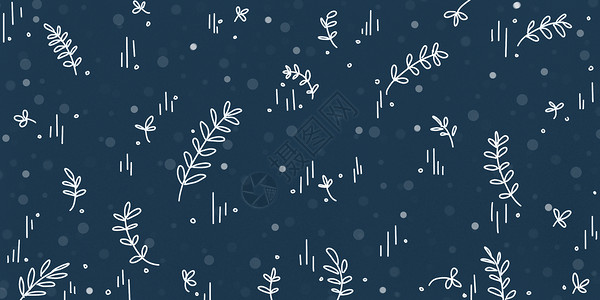梦幻蓝色效果元素植物元素背景插画
