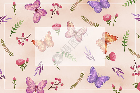 紫色花卉蝴蝶背景图片