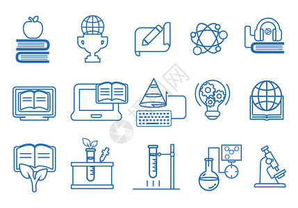 很多苹果教育图标插画