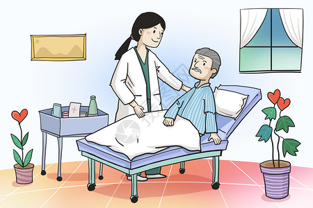 病人检查健康与医疗漫画插画