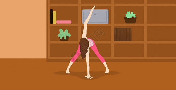 女瑜伽性瑜伽健身插画