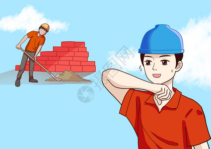 五一节日宣传建筑工人在劳动插画