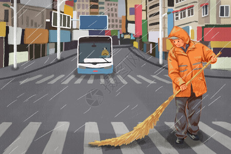 城市清洁工劳动节插画插画