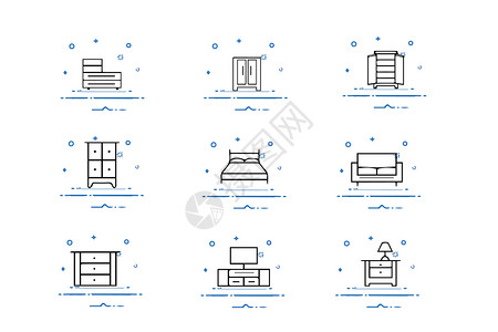 电脑桌图标家具图标插画