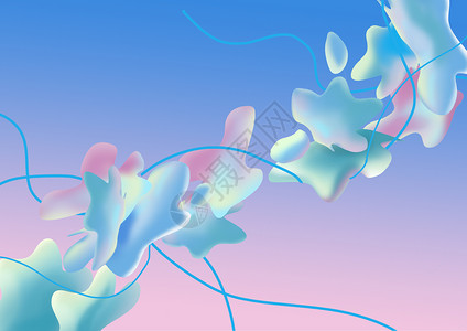 粉色线条气球抽象背景插画