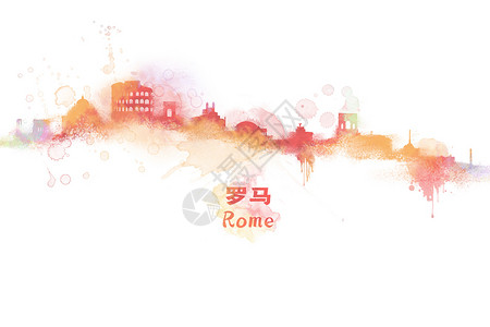 罗马水彩插画背景图片