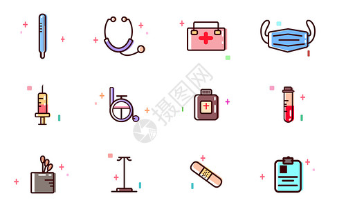 消毒棉签常用医疗器械插画