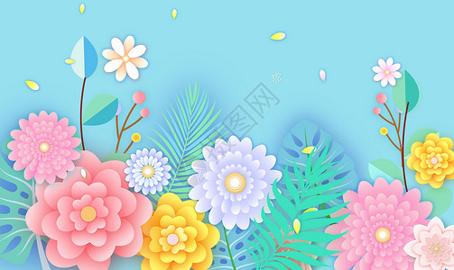 剪纸风格花卉背景背景图片