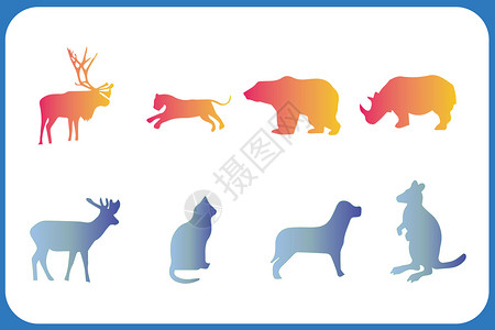 猎豹剪影动物图标插画