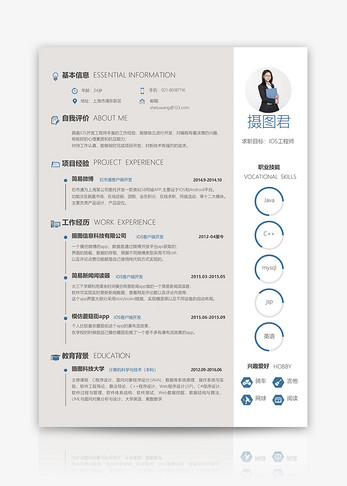 IOS工程师简历模板图片