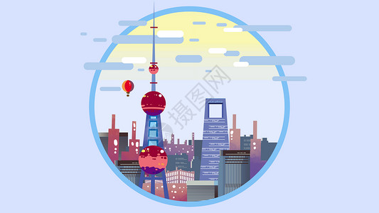 上海商业上海矢量城市插画