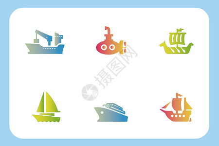 帆船船运输工具图标插画