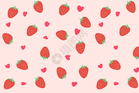 粉红色草莓清新水果背景设计图片