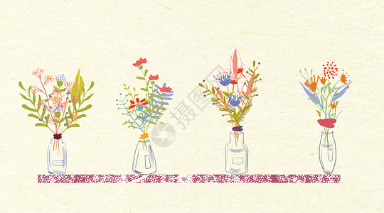 室内装饰花花瓶里的插花插画