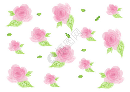蜡笔风格玫瑰花底纹背景图片