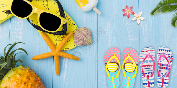 菠萝元素夏日清凉背景设计图片