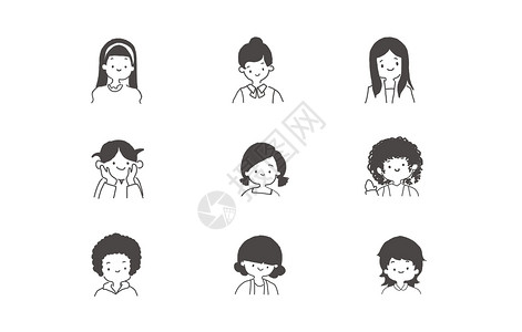 家人图标笑脸女孩图标元素插画