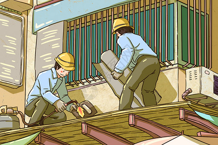 安装玻璃工人劳动节的工作人员插画