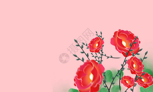 花卉水彩红花背景图片