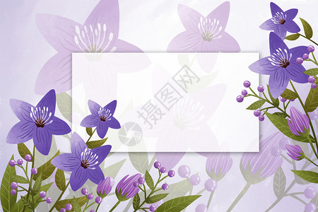 唯美紫色花卉边框背景图片