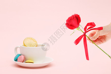 玫瑰茶杯情人节设计图片