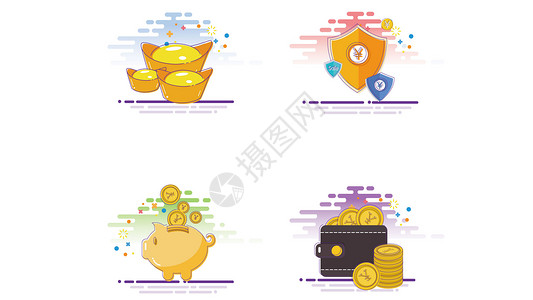 金子贴图金融icon插画