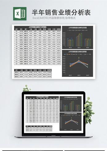 半年销售业绩分析表图片