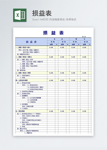 损益表免费模板高清图片素材