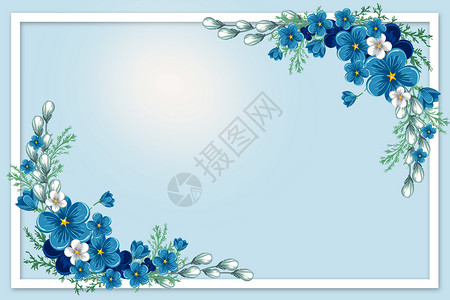 蓝色清新花朵背景背景图片