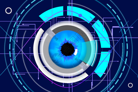 眼睛信息科技电子眼科技背景插画