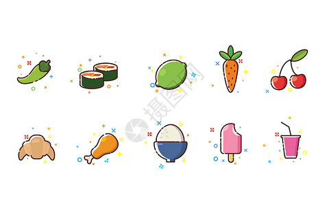 蔬菜面包饮食MBE图标插画