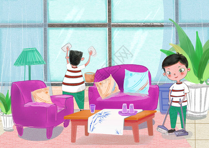 紫色地毯劳动节插画