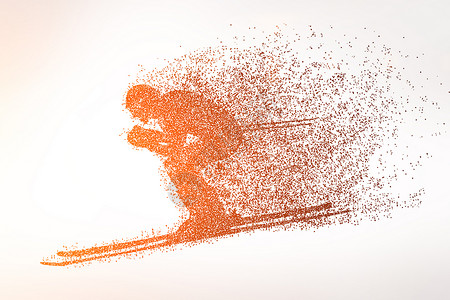 滑雪摔倒运动员粒子剪影设计图片