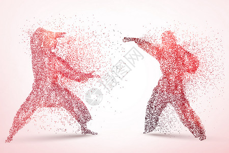 双人按摩创意中国武术剪影设计图片