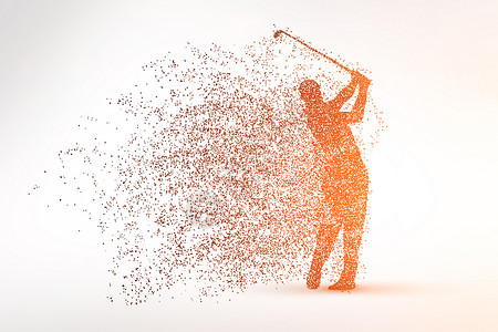 金色高尔夫球创意高尔夫剪影粒子设计图片
