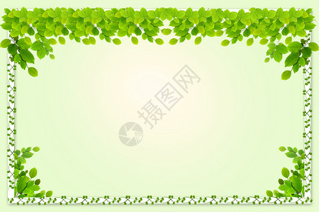 藤蔓方形边框小清新绿叶背景设计图片
