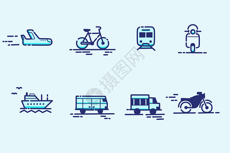 列车图标mbe 交通工具素材插画